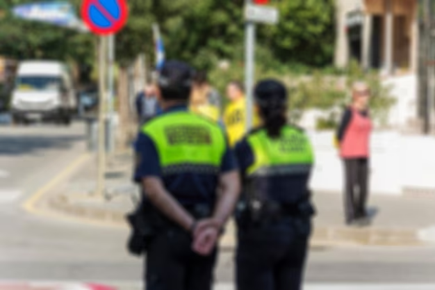 Two police officers at an intersection.