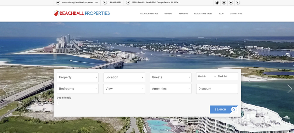 Screenshot of Beachball Properties Website