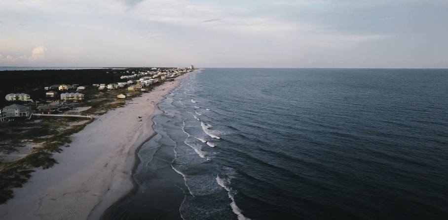 Top-down view of Fort Morgan Beach